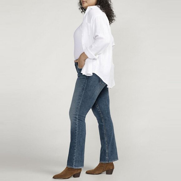 Silver Britt Low Rise Curvy Slim Bootcut Jeans Indigo Denim Stretch Sz 24 NEW - Picture 6 of 12